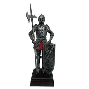 Medieval Knight Suit Of Armor Statue With Spear Metal Model 10" Figurine